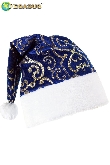 CAPPELLO BABBO NATALE VELLUTO STAMPATO BLU